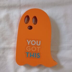 Handmade Orange Ghost Decor Inspirational Text Message Halloween Gothic Home Fun